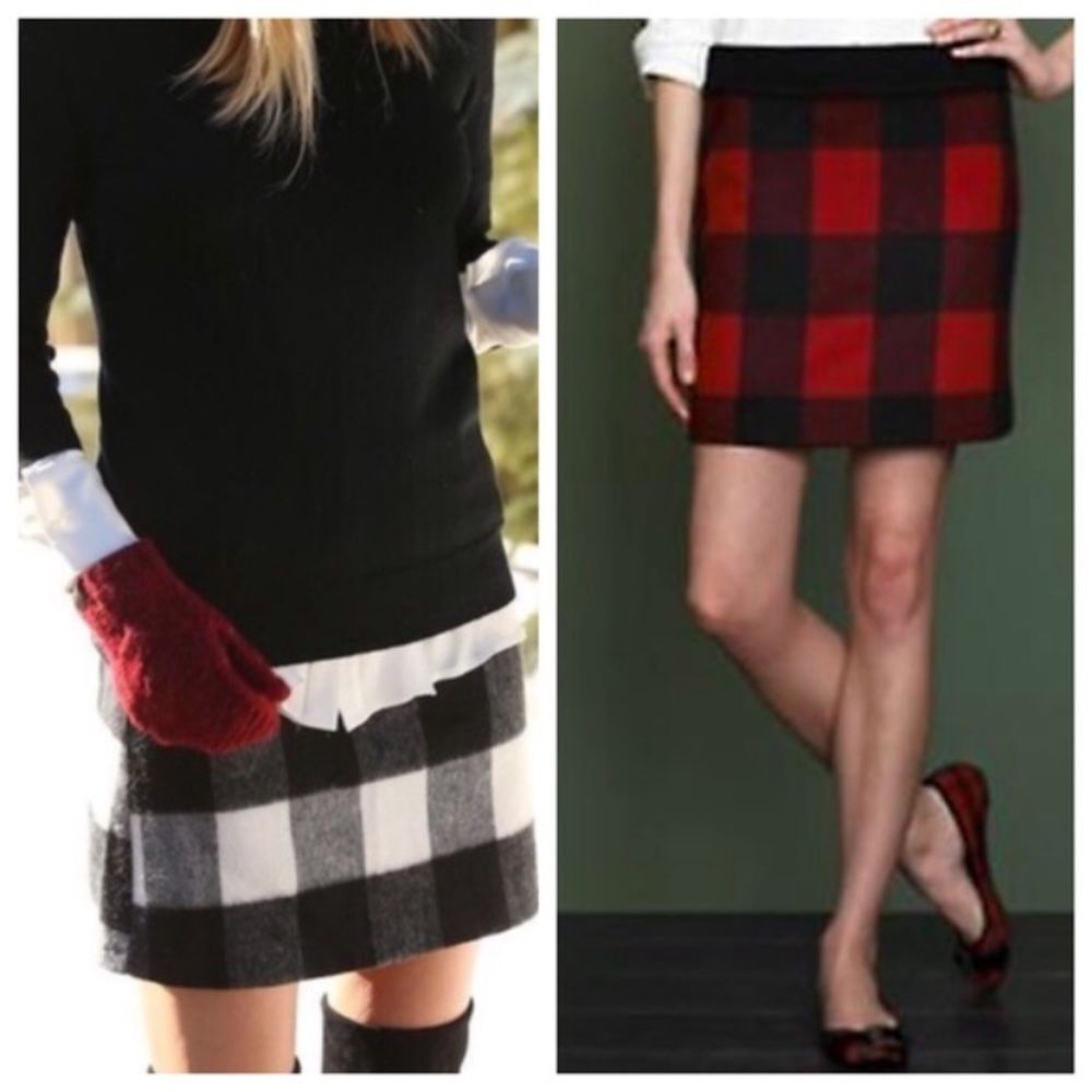 J.Crew Buffalo Check Wool Skirt!